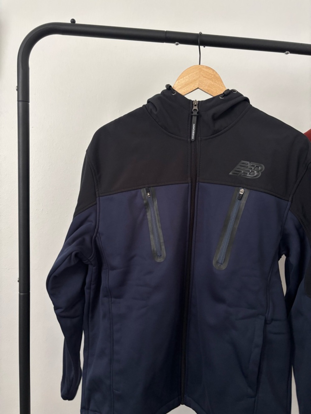 New Balance Navy and Black Hooded Performance Softshell Jacket